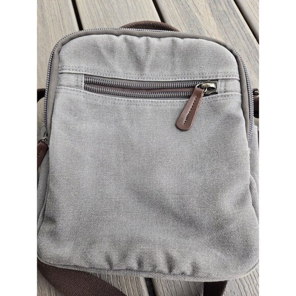 Mygreen Canvas Crossbody Shoulder Bag Messenger Work Small Gray 3 Compartments - Picture 4 of 10